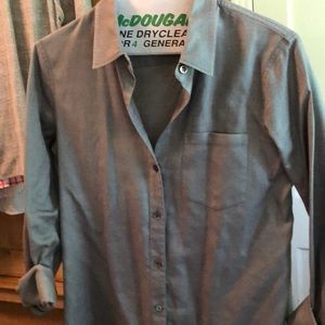 Theory black/white cotton oxford slim button down